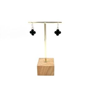 Sterling Silver Black Clover Earrings